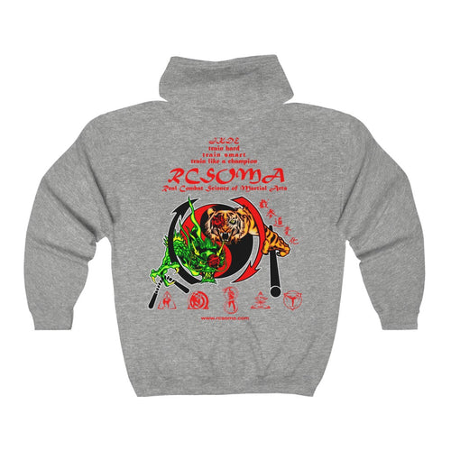 OFFICIAL RCSOMA Full Zip Hoodie with red lettering (unisex) AVAILABLE IN ASSORTED COLORS