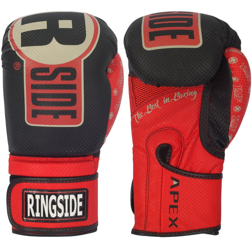 Black/Red Ringside Apex Boxing Kickboxing Muay Thai Training Gloves Gel Sparring Punching Bag Mitts