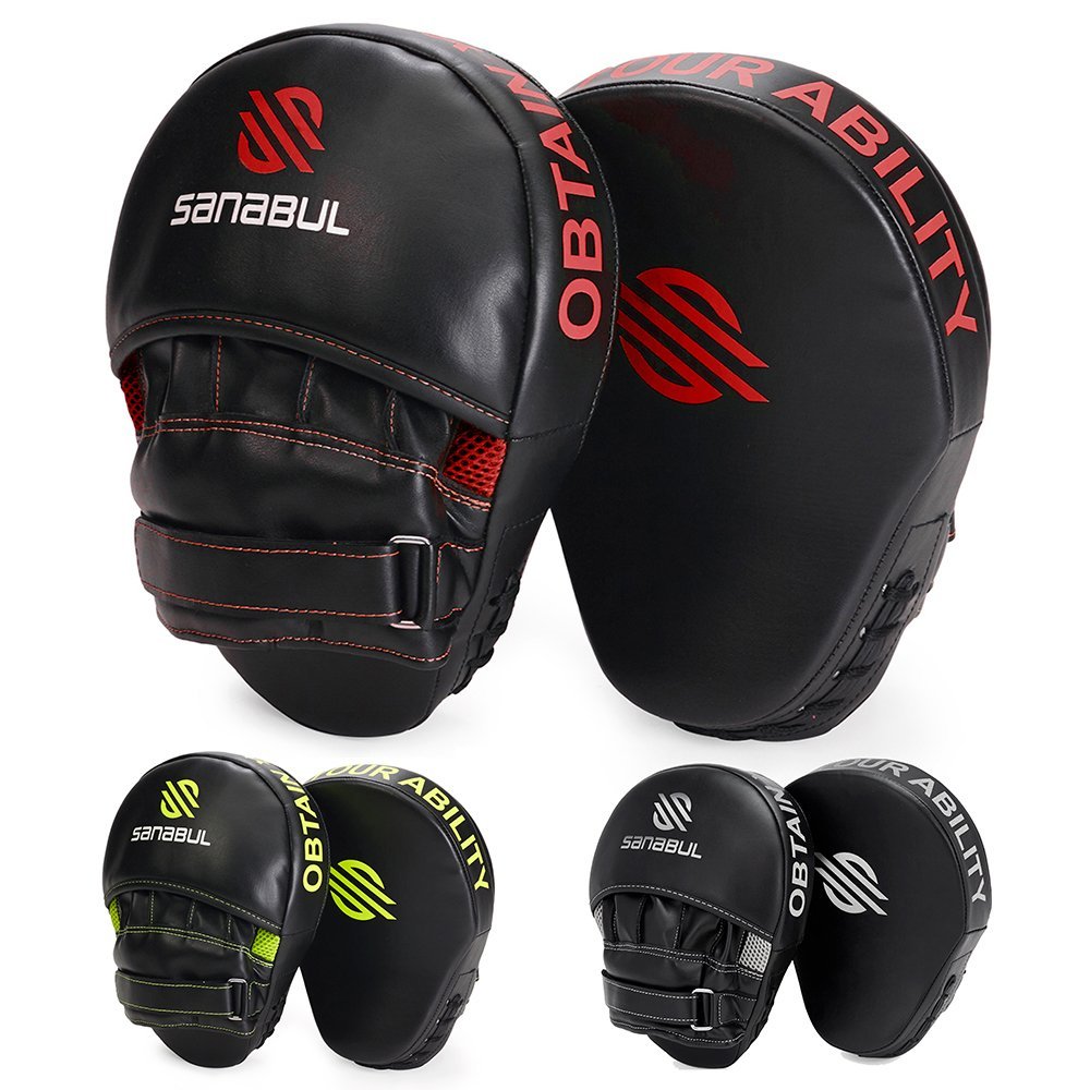 Black/Red Sanabul Essential Curved Boxing MMA Focus Mitts